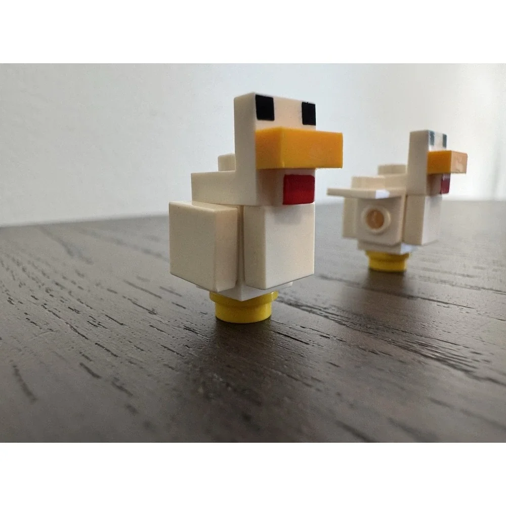 (Lot of 3) Lego Minecraft Chicken Minifigures White Feathers 21140 Chics - Picture 5 of 6